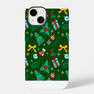 Green Christmas Abstract Pattern iPhone 14 Case