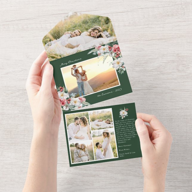 Green Christmas All In One Card (Tearaway)