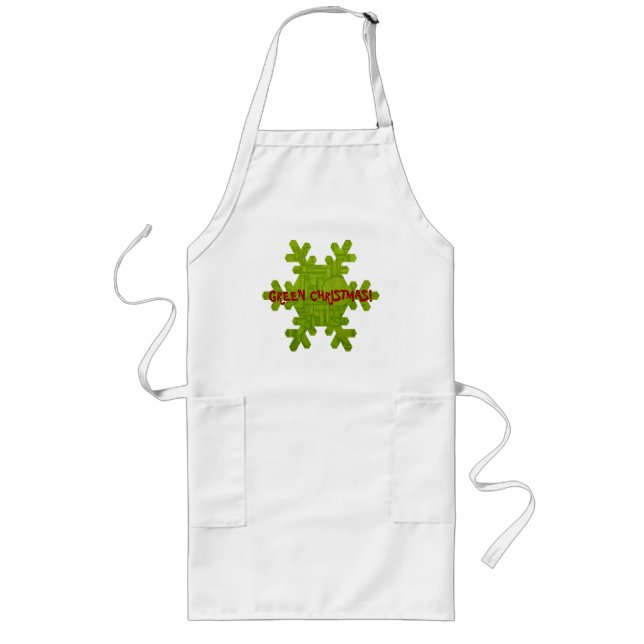 Green Christmas Apron! Long Apron (Front)