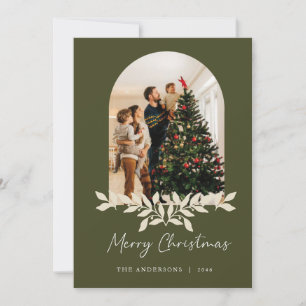 Green Christmas Arch Frame Family Photo cards