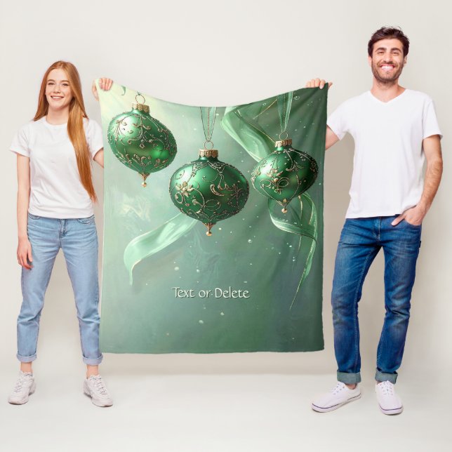 Green Christmas Ball Fleece Blanket (In Situ)