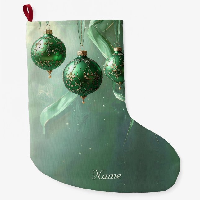 Green Christmas Ball Holiday Stocking (Front)