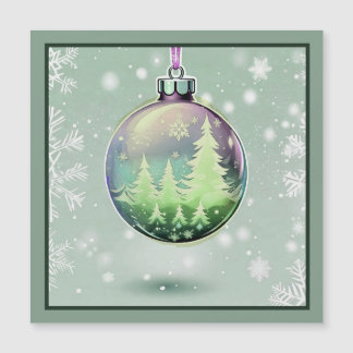 Green Christmas Ball Magnetic Card