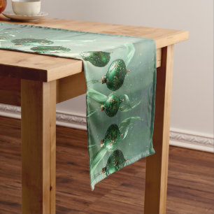 Green Christmas Ball Table Runner