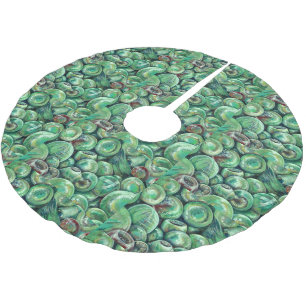 Green Christmas Balls Brushed Polyester Tree Skirt