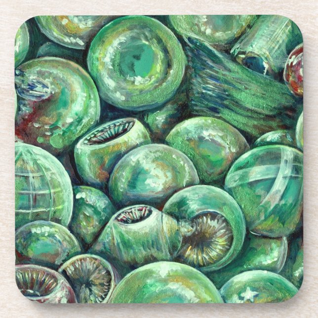 Green Christmas Balls Coaster (Front)