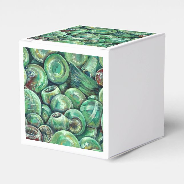 Green Christmas Balls Favour Box (Front Side)