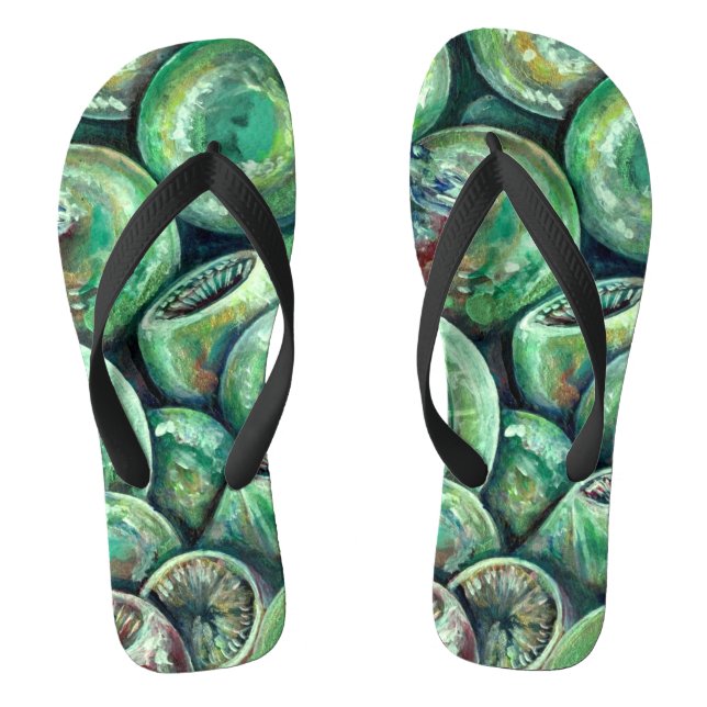 Green Christmas Balls Flip Flops (Footbed)