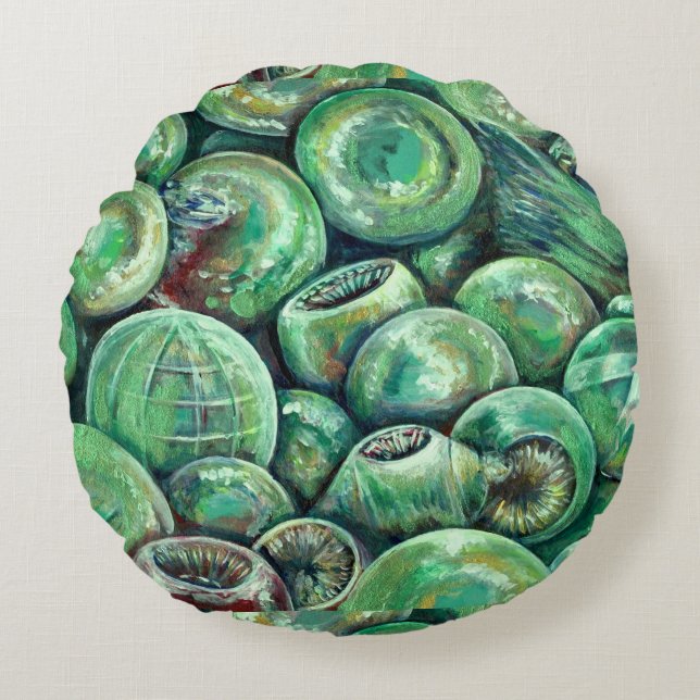 Green Christmas Balls Round Cushion (Front)