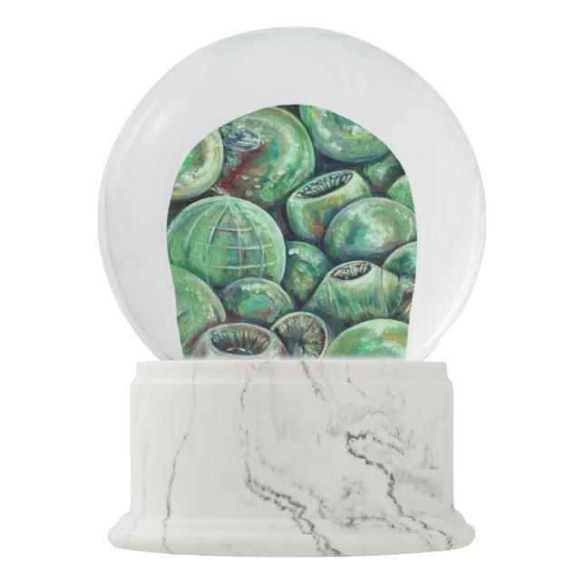 Green Christmas Balls Snow Globe (Front)