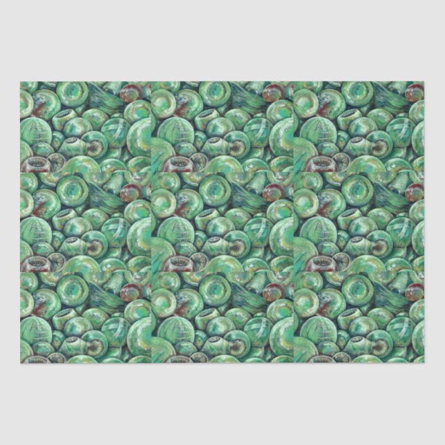 Green Christmas Balls Tissue Paper (Front)