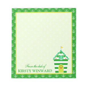 Green Christmas Beach Hut Anchors Notepad