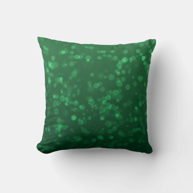 Green Christmas Bokeh Pattern Cushion (Front)