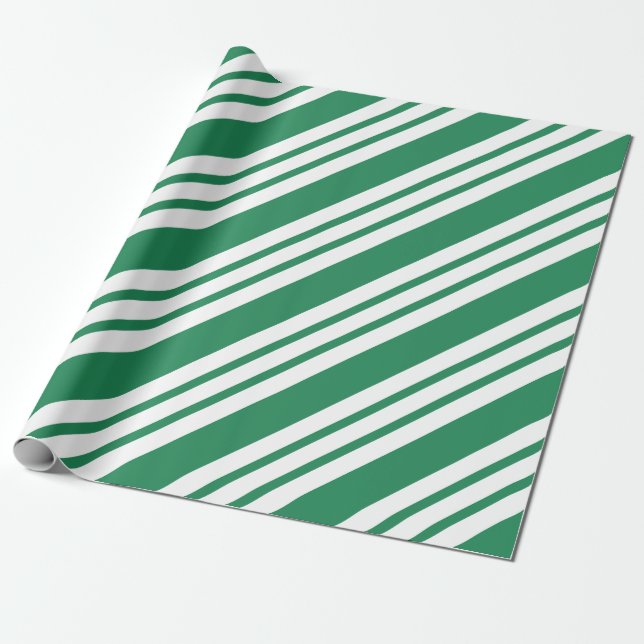 Green Christmas Candy Peppermint Wrapping Paper (Unrolled)