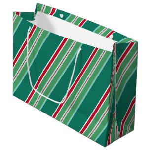 Green Christmas Candy Stripes Large Gift Bag