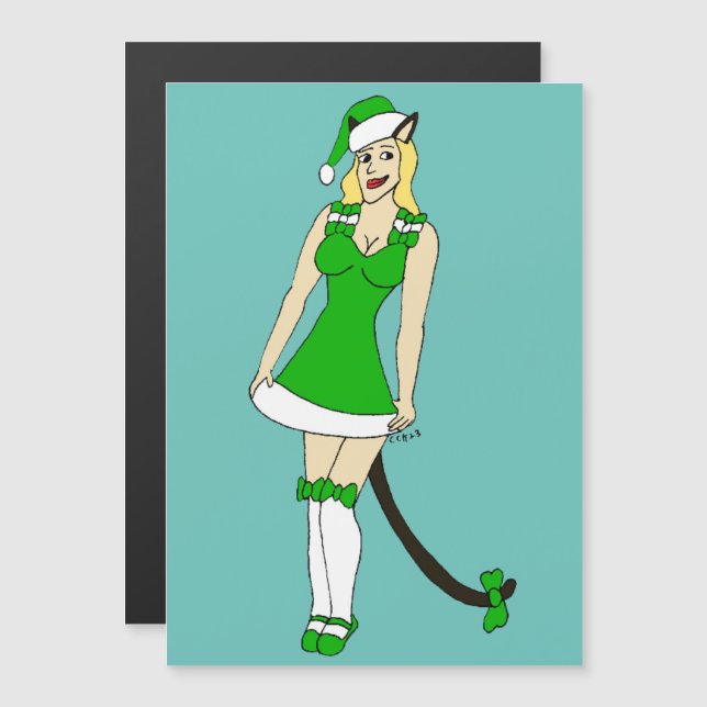 Green Christmas catgirl (Front/Back)