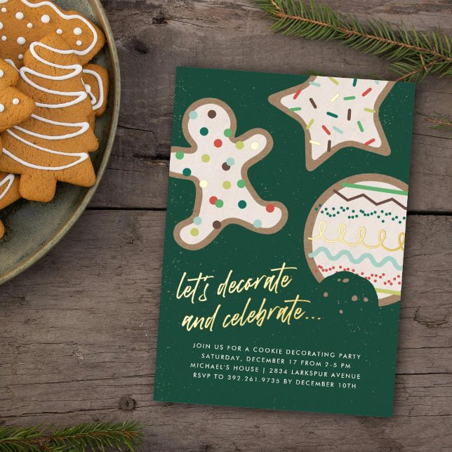 Green Christmas Cookie Decorating Party Invitation (Creator Uploaded)