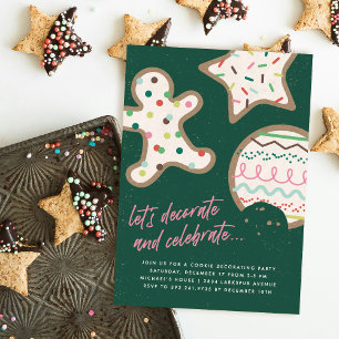 Green Christmas Cookie Decorating Party Invitation