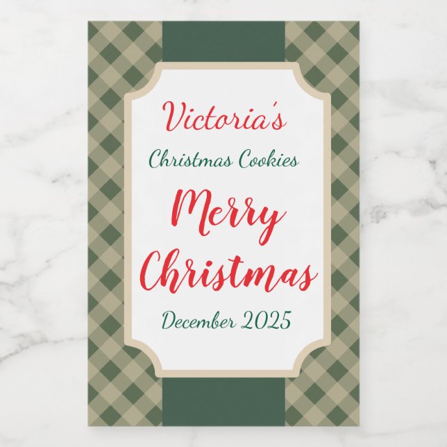 Green Christmas Cookies Labels Gift Stickers (Single Label)