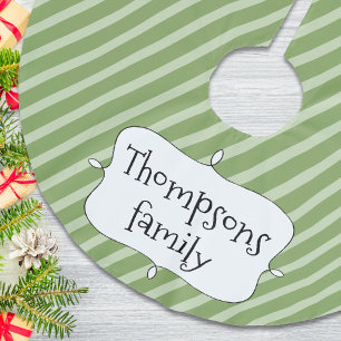 Green Christmas Cute Striped Pattern Custom Brushed Polyester Tree Skirt