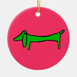 Green Christmas Dachshund Ceramic Tree Decoration