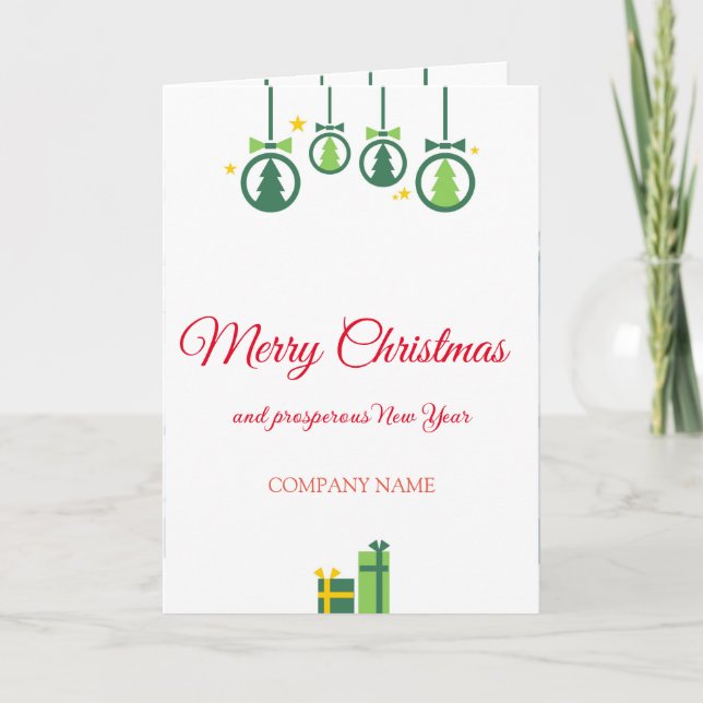 Green Christmas decoration and gifts company Holid Holiday Card (Front)