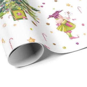 Green Christmas Elf gift wrap by Tonkinson