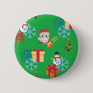 green christmas emoji 6 cm round badge