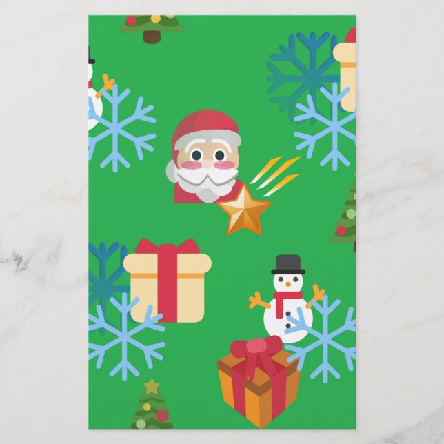 green christmas emoji stationery (Front)
