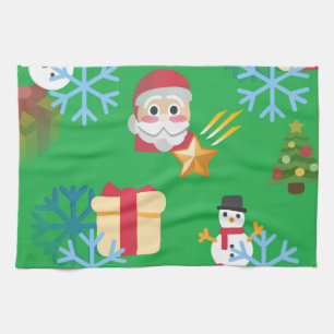 green christmas emoji tea towel