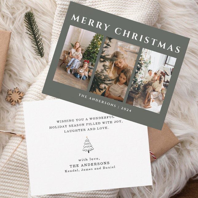 Green Christmas Family Photo Holiday Card (Creator Uploaded)