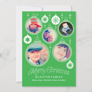 Green Christmas Family Photo Ornaments Holiday Card
