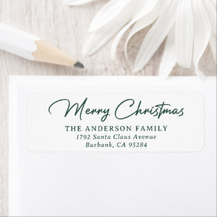 Green Christmas Family Return Address Labels