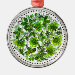 Green Christmas Faux Glass Design Holiday Gift Metal Tree Decoration