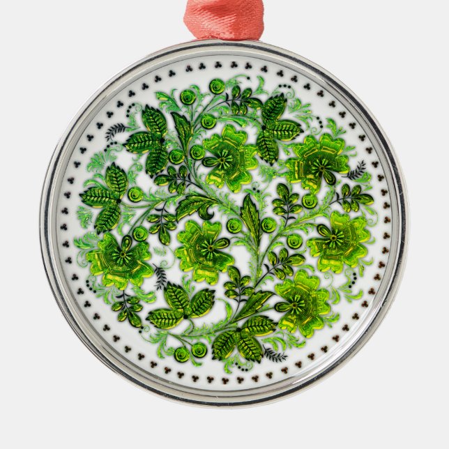 Green Christmas Faux Glass Design Holiday Gift Metal Tree Decoration (Front)