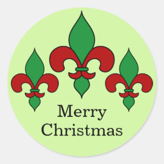 Green Christmas Fleur de Lis Stickers