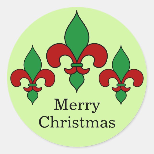 Green Christmas Fleur de Lis Stickers (Front)