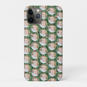 Green Christmas Floral Modern Family photo iPhone 11 Pro Case