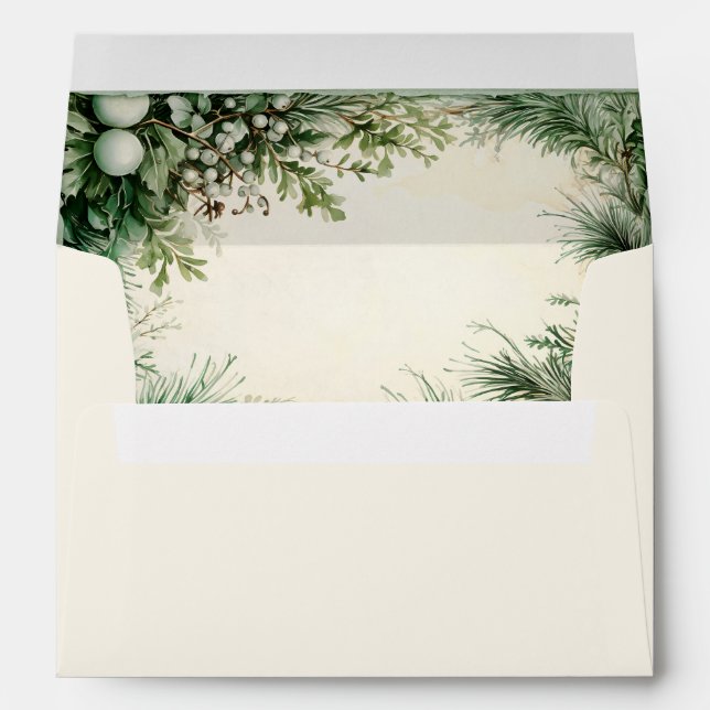 Green Christmas Flowers  Envelope (Back (Bottom))