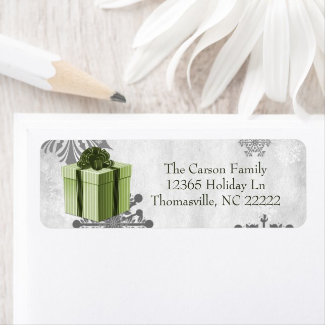 Green Christmas Gift Address Label (Insitu)