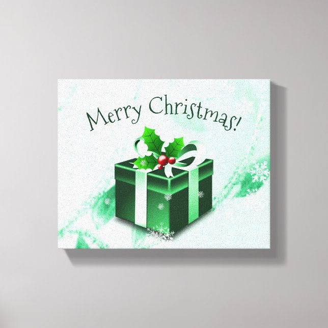 Green Christmas Gift Canvas Print (Front)