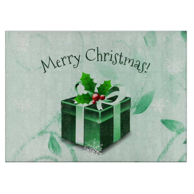 Green Christmas Gift Cutting Board (Front)