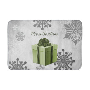 Green Christmas Gift Holiday Bath Mat