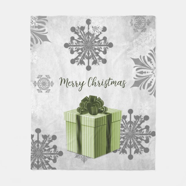 Green Christmas Gift Holiday Fleece Blanket (Front)