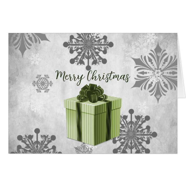 Green Christmas Gift Holiday Greeting Card (Front Horizontal)