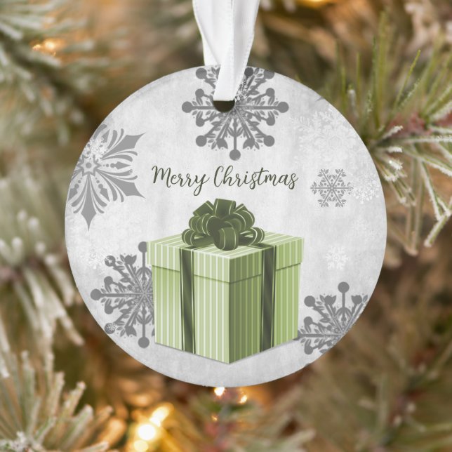 Green Christmas Gift Holiday Ornament (Tree)