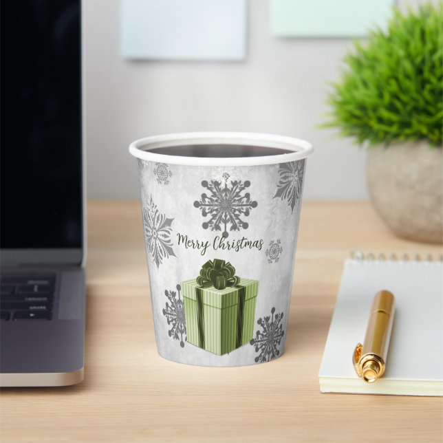 Green Christmas Gift Holiday Paper Cup (Insitu)