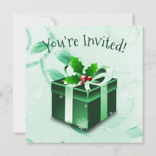 Green Christmas Gift Invitation