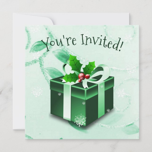 Green Christmas Gift Invitation (Front)