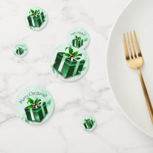 Green Christmas Gift Table Confetti